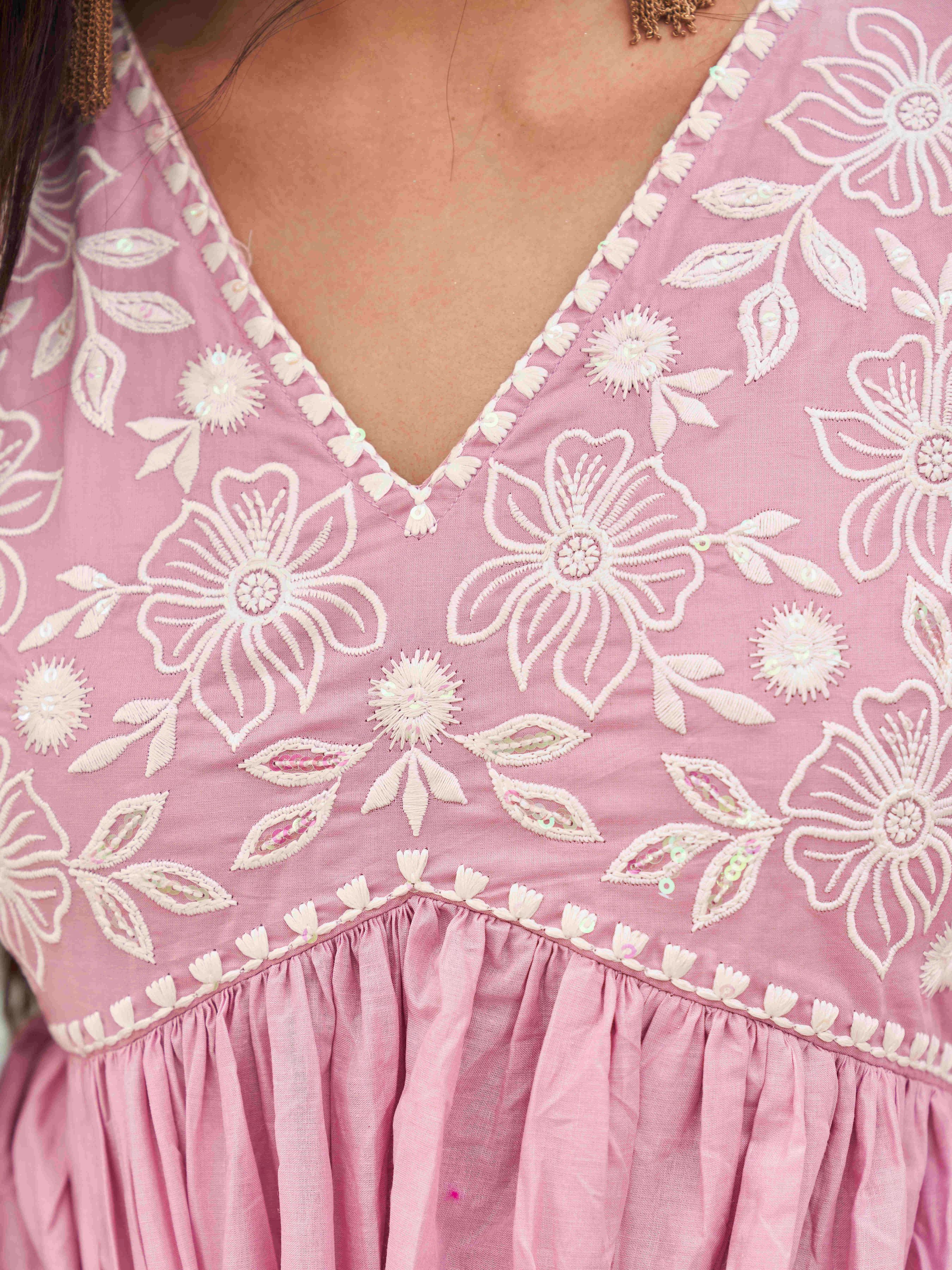 Embroidered Empire Pure Cotton Kurta With Trousers & Dupatta